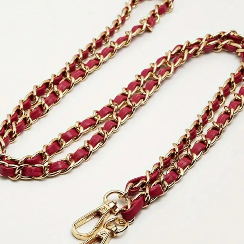Elegant Gold and Red Chain Strap